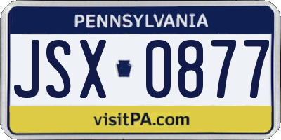 PA license plate JSX0877
