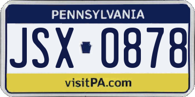 PA license plate JSX0878