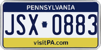 PA license plate JSX0883
