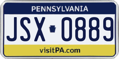 PA license plate JSX0889