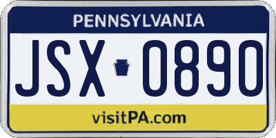 PA license plate JSX0890