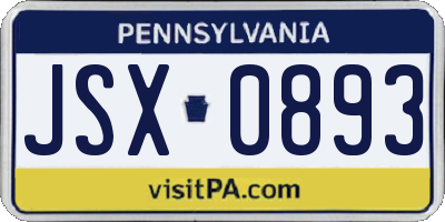 PA license plate JSX0893
