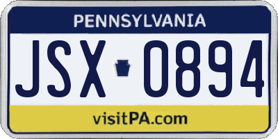 PA license plate JSX0894