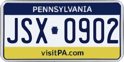 PA license plate JSX0902