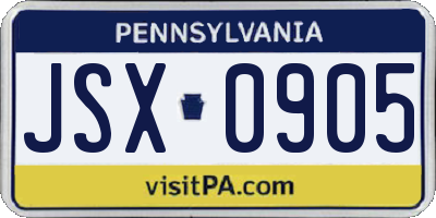 PA license plate JSX0905