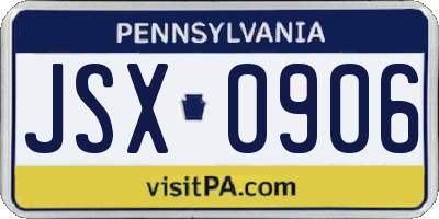 PA license plate JSX0906