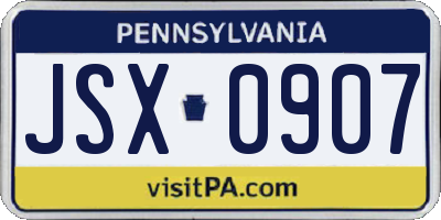 PA license plate JSX0907