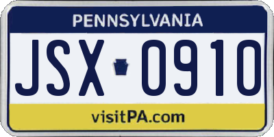 PA license plate JSX0910