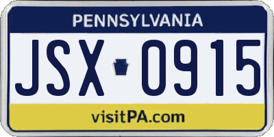 PA license plate JSX0915