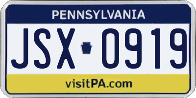 PA license plate JSX0919