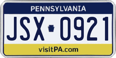 PA license plate JSX0921