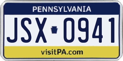 PA license plate JSX0941