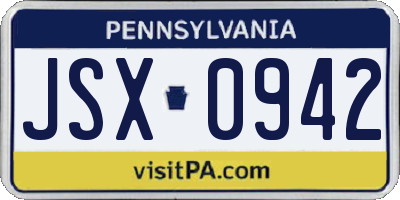 PA license plate JSX0942