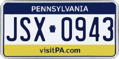 PA license plate JSX0943