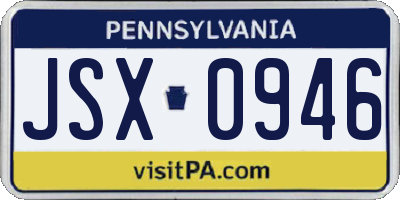 PA license plate JSX0946