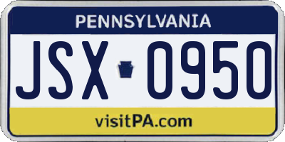 PA license plate JSX0950