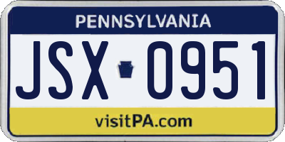 PA license plate JSX0951
