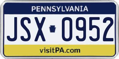 PA license plate JSX0952