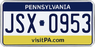 PA license plate JSX0953