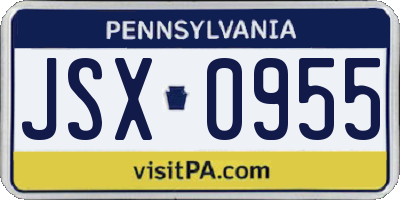 PA license plate JSX0955