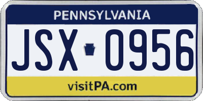 PA license plate JSX0956