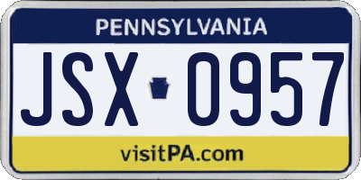 PA license plate JSX0957