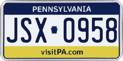 PA license plate JSX0958