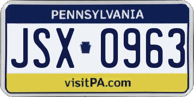 PA license plate JSX0963