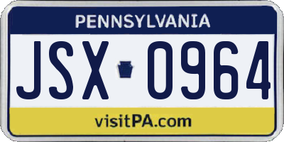 PA license plate JSX0964
