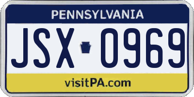 PA license plate JSX0969