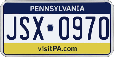 PA license plate JSX0970