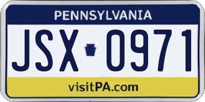 PA license plate JSX0971