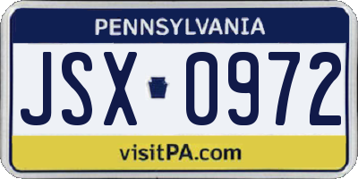 PA license plate JSX0972