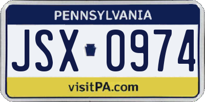PA license plate JSX0974