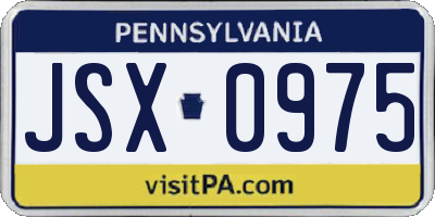 PA license plate JSX0975