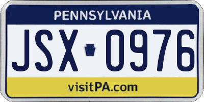 PA license plate JSX0976