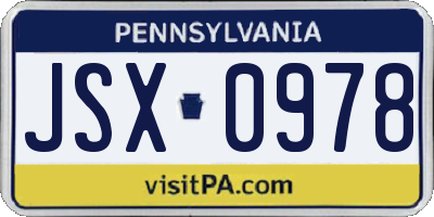 PA license plate JSX0978