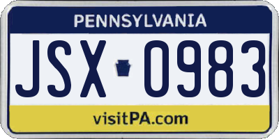 PA license plate JSX0983