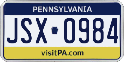 PA license plate JSX0984