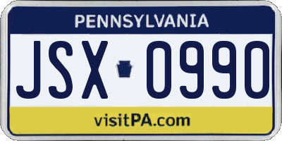 PA license plate JSX0990