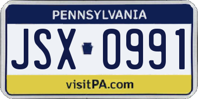 PA license plate JSX0991