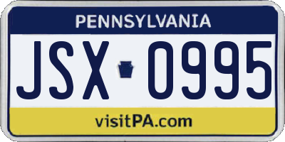 PA license plate JSX0995