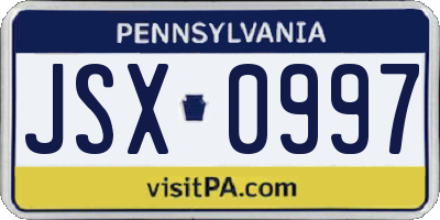 PA license plate JSX0997