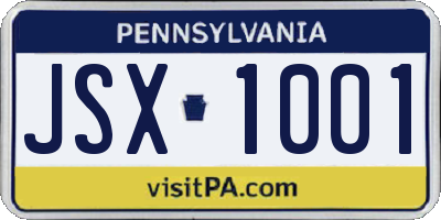 PA license plate JSX1001