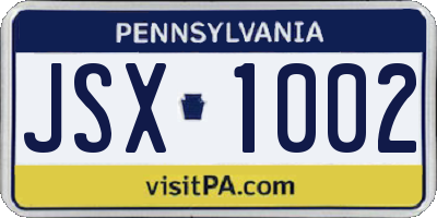PA license plate JSX1002