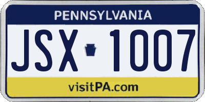 PA license plate JSX1007