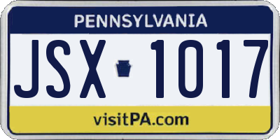 PA license plate JSX1017
