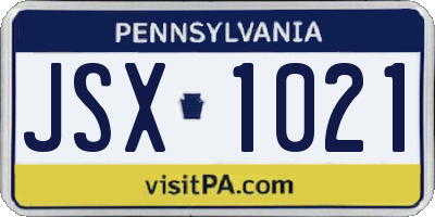 PA license plate JSX1021