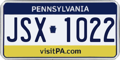 PA license plate JSX1022