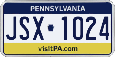 PA license plate JSX1024